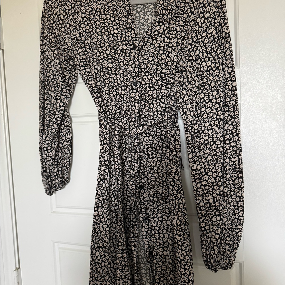 Floral Black and White Dress